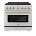 thumbnail image 1 of ZLINE Autograph Edition 36 in. 5.2 cu. ft. Paramount Dual Fuel Range with 6 Burner Gas Cooktop and Electric Convection Oven in Stainless Steel with Polished Gold Accents (SDRZ-36-G), 1 of 2