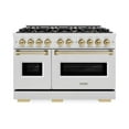 thumbnail image 1 of ZLINE Autograph Edition 48 in. 6.7 cu. ft. Classic Double Oven Dual Fuel Range with 8 Burner Gas Cooktop in DuraSnow Stainless Steel and Champagne Bronze Accents (CDRSZ-48-CB), 1 of 2