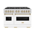 thumbnail image 1 of ZLINE Autograph Edition 48 in. 6.7 cu. ft. Classic Double Oven Dual Fuel Range with 8 Burner Gas Cooktop in Stainless Steel with White Matte Door and Polished Gold Accents (CDRZ-WM-48-G), 1 of 2