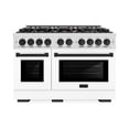 thumbnail image 1 of ZLINE Autograph Edition 48 in. 6.7 cu. ft. Double Oven Gas Range with 8 Burner Cooktop in Stainless Steel with White Matte Doors and Matte Black Accents (HGRZ-WM-48-MB), 1 of 2