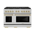 thumbnail image 1 of ZLINE Autograph Edition 48 in. 6.7 cu. ft. Paramount Double Oven Dual Fuel Range with 8 Burner Gas Cooktop in DuraSnow Stainless Steel and Champagne Bronze Accents (SDRSZ-48-CB), 1 of 2