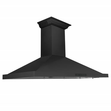 ZLINE 48" Convertible Vent Wall Mount Range Hood in Black Stainless Steel with Crown Molding (BSKBNCRN-48)