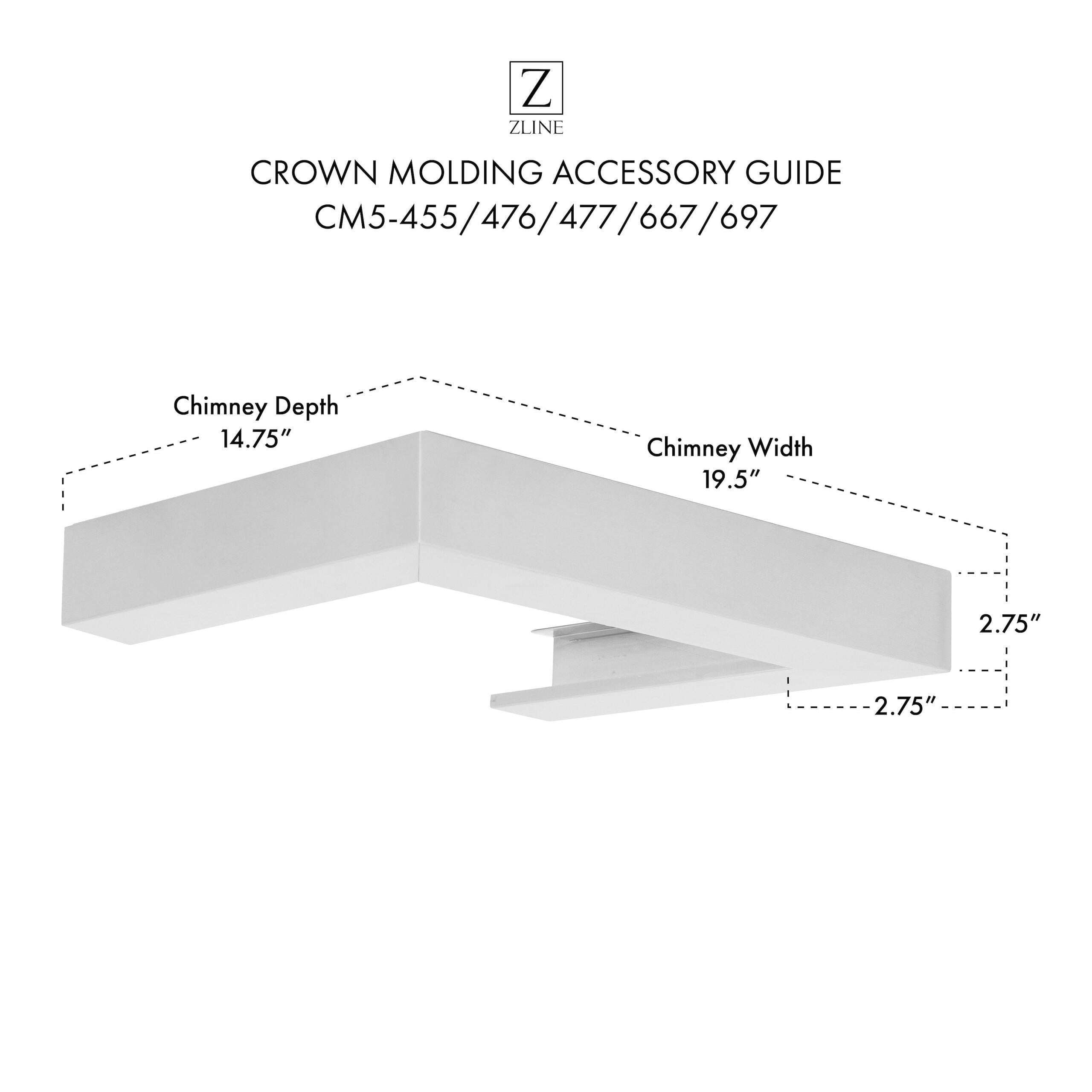 Stainless Steel Crown Molding for Range Hood Chimney Extension