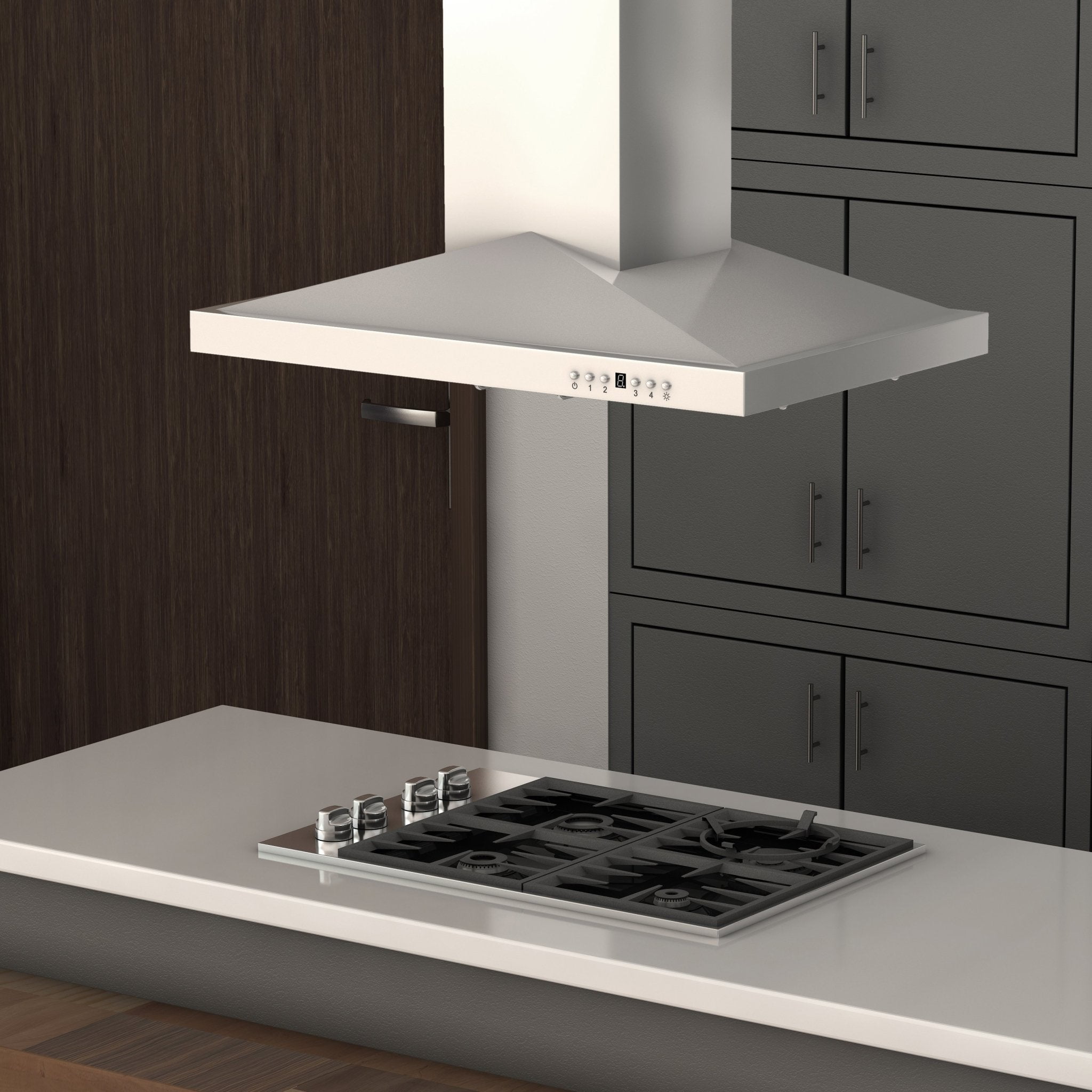 36'' Brushed Stainless Steel Convertible Island Range Hood