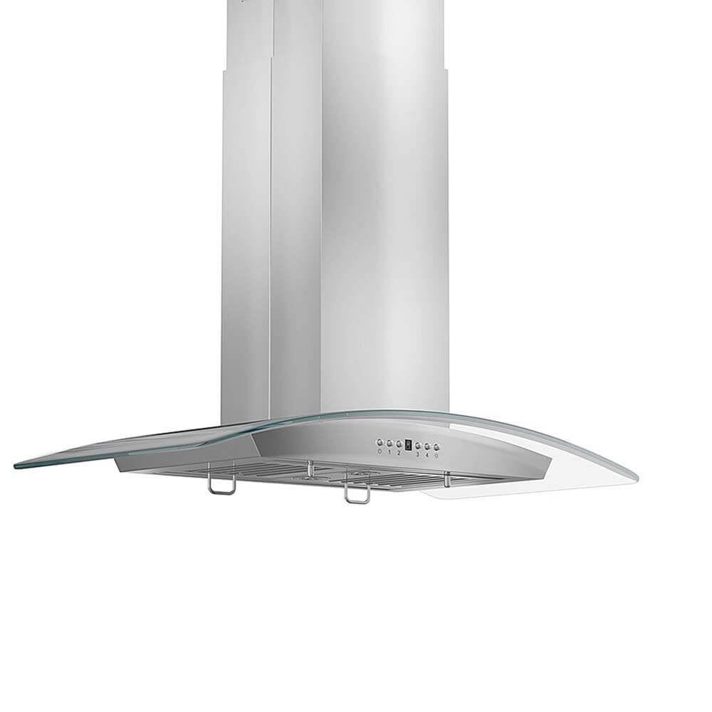 36-inch Stainless Steel and Glass Convertible Island Range Hood