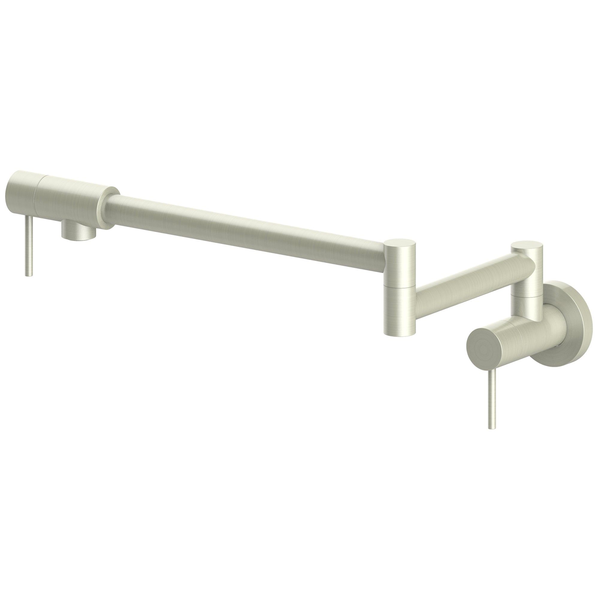 Gemini Brushed Nickel Wall-Mounted Pot Filler Faucet