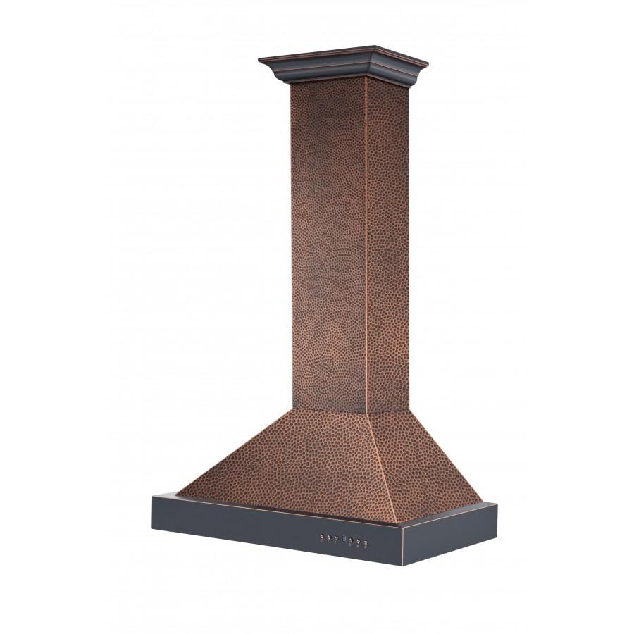 36" Hand-Hammered Copper Convertible Wall Mount Range Hood
