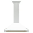 thumbnail image 1 of ZLINE 36" Autograph Edition DuraSnow Stainless Steel Range Hood with White Matte Shell and Gold Handle, 1 of 5