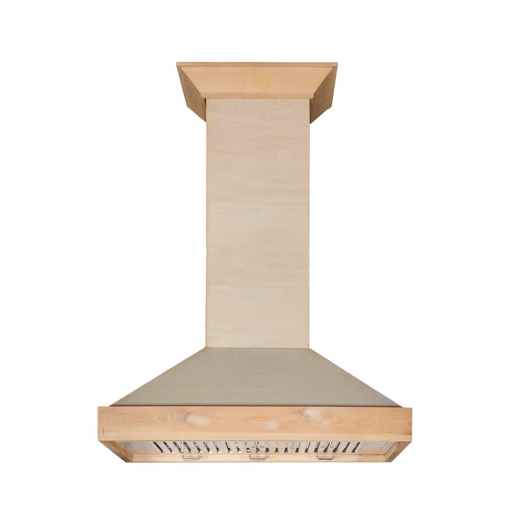 30" Unfinished Wood and Stainless Steel Wall Mount Range Hood