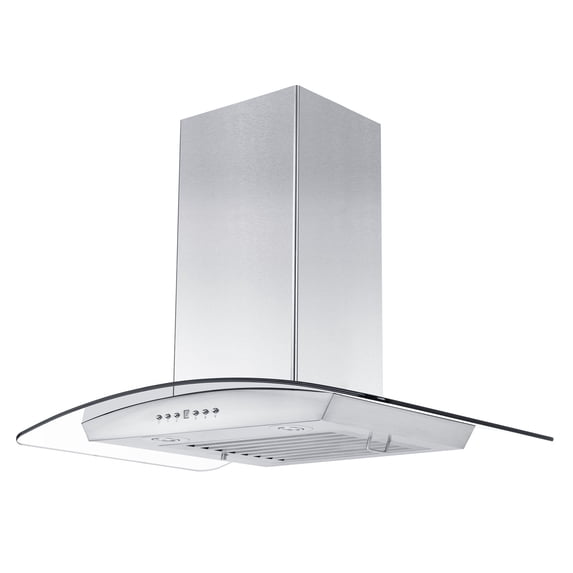 ZLINE 30 in. Wall Mount Range Hood in Stainless Steel & Glass with Crown Molding (KZCRN-30)