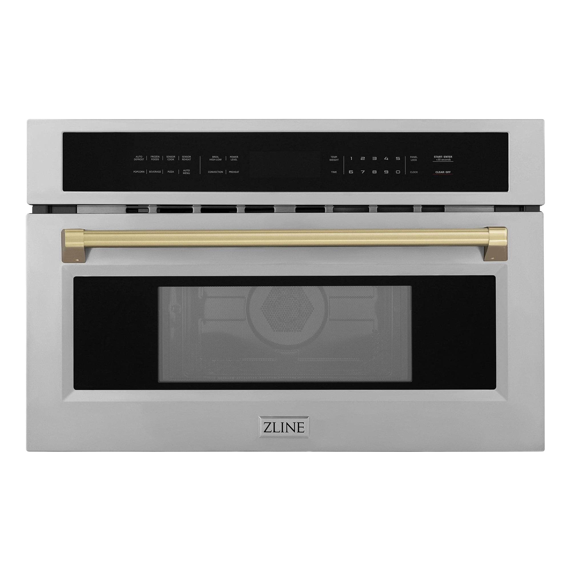 ZLINE Autograph Edition 30 1.6 cu ft. Built-in Convection Microwave Oven in Stainless Steel and Champagne Bronze Accents