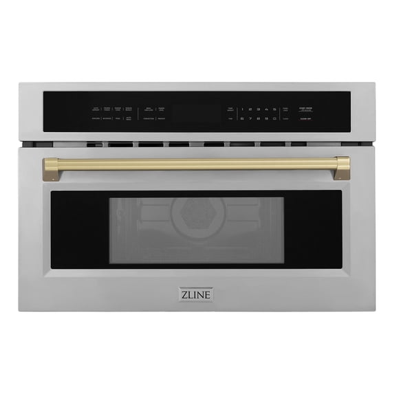 ZLINE Autograph Edition 30 1.6 cu ft. Built-in Convection Microwave Oven in Stainless Steel and Champagne Bronze Accents