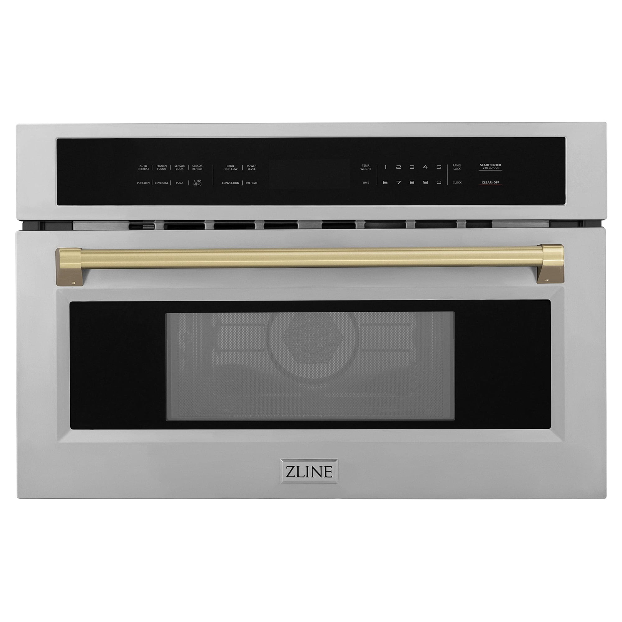 ZLINE Autograph Edition 30" 1.6 cu ft. Built-in Convection Microwave Oven in Fingerprint Resistant Stainless Steel and Champagne Bronze Accents