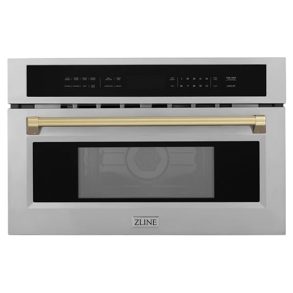 ZLINE Autograph Edition 30" 1.6 cu ft. Built-in Convection Microwave Oven in Fingerprint Resistant Stainless Steel and Champagne Bronze Accents