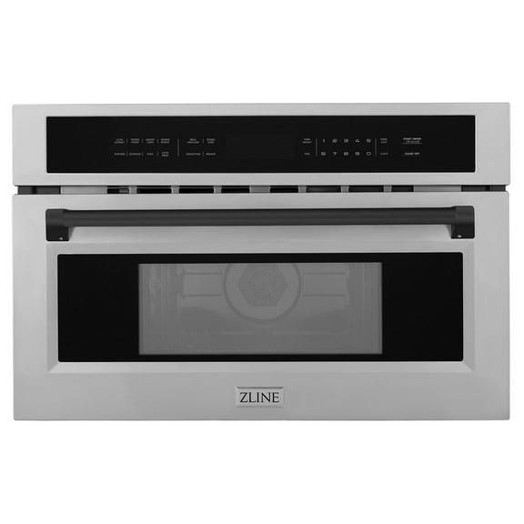 ZLINE Autograph Edition 30 1.6 cu ft. Built-in Convection Microwave Oven in Fingerprint Resistant Stainless Steel and Matte Black Accents