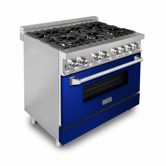 ZLINE 36 in. Professional Dual Fuel Range with Blue Gloss Door (RA-BG-36)