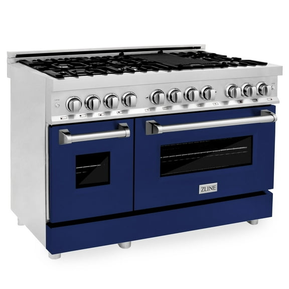 ZLINE 48 in. Professional Dual Fuel Range with Blue Gloss Door (RA-BG-48)