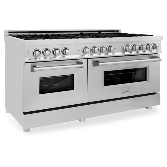 ZLINE 60" 7.4 cu. ft. Dual Fuel Range with Gas Stove and Electric Oven in Fingerprint Resistant Stainless Steel (RA-SN-60)
