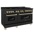 thumbnail image 1 of ZLINE 60 In. Autograph Edition Dual Fuel Range in Black Stainless Steel with Gold Accents (RABZ-60-CB), 1 of 5
