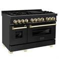 thumbnail image 1 of ZLINE 48 in. Autograph Edition Dual Fuel Range in Black Stainless Steel with Gold Accents (RABZ-48-G), 1 of 5
