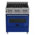 thumbnail image 1 of ZLINE 30 in. Professional Dual Fuel Range in DuraSnow Stainless Steel with Blue Gloss Door (RAS-BG-30), 1 of 5