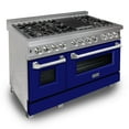 thumbnail image 1 of ZLINE 48 in. Professional Dual Fuel Range in DuraSnow Stainless Steel with Blue Matte Door (RAS-BM-48), 1 of 5