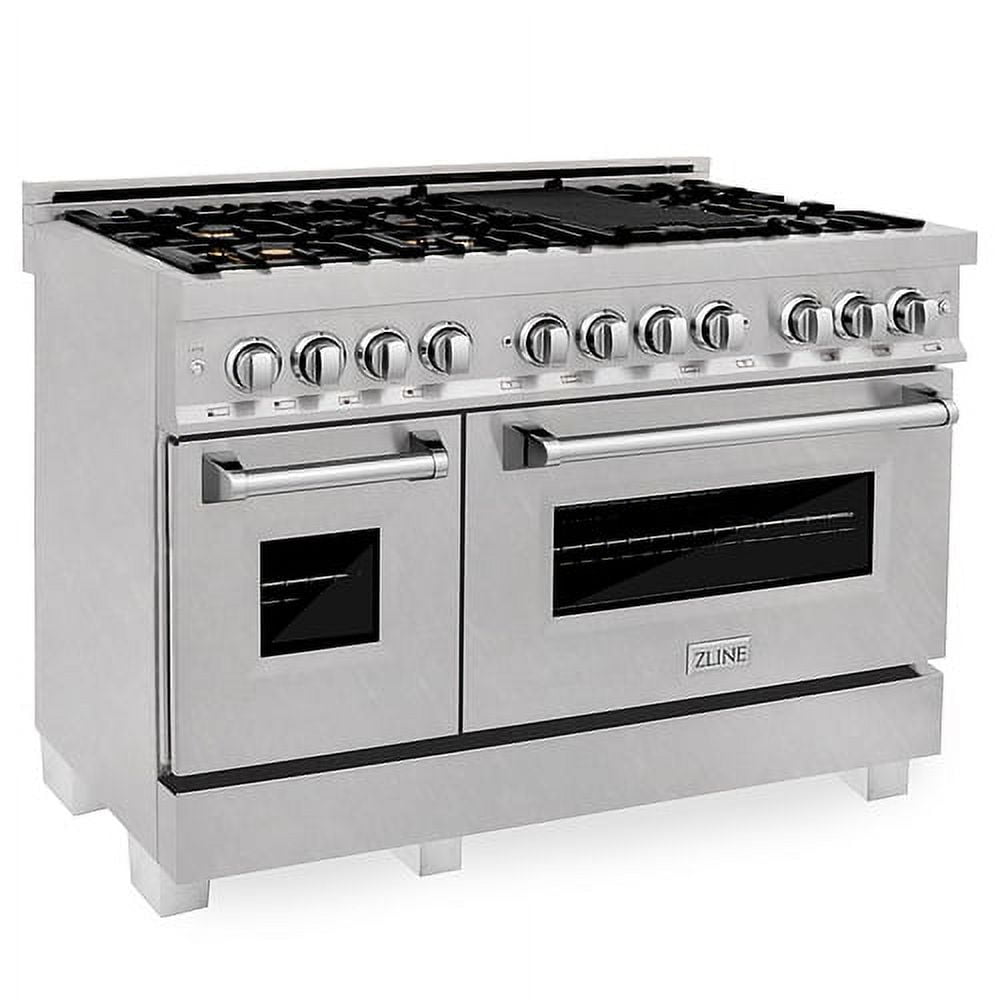 ZLINE 48" Stainless Steel Dual Fuel Range with Brass Burners