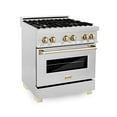 thumbnail image 1 of ZLINE 30 in. Autograph Edition Dual Fuel Range in DuraSnow Stainless Steel with Gold Accents (RASZ-SN-30-G), 1 of 5