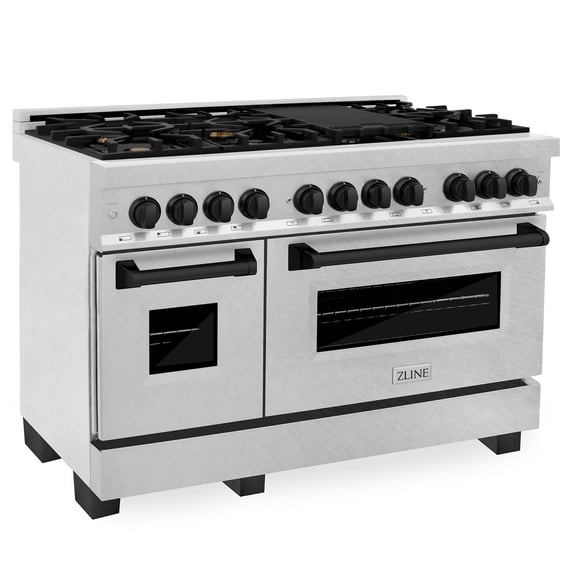 ZLINE 48 in. Autograph Edition Dual Fuel Range in DuraSnow Stainless Steel with Matte Black Accents (RASZ-SN-48-MB)