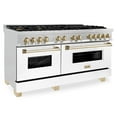 thumbnail image 1 of ZLINE Autograph Edition 60" 7.4 cu. ft. Dual Fuel Range with Gas Stove and Electric Oven in Fingerprint Resistant Stainless Steel with White Matte Door and Gold Accents (RASZ-WM-60-G), 1 of 5