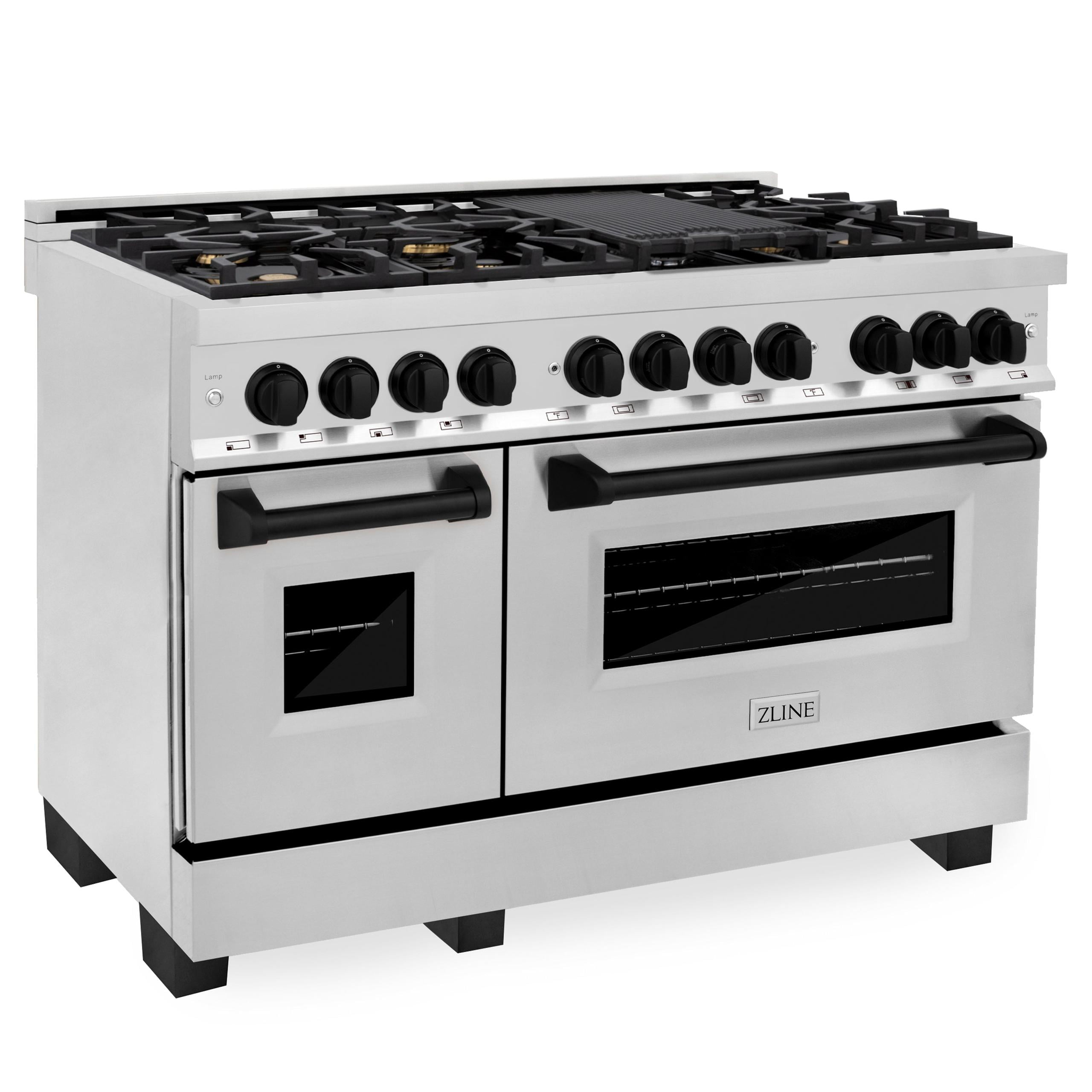 ZLINE 48 in. Autograph Edition Dual Fuel Range in Stainless Steel with Matte Black Accents (RAZ-48-MB)