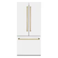 thumbnail image 1 of ZLINE 36" Autograph Edition 19.6 cu. ft. Built-in 3-Door French Door Refrigerator with Internal Water and Ice Dispenser in White Matte with Gold Accents, 1 of 5