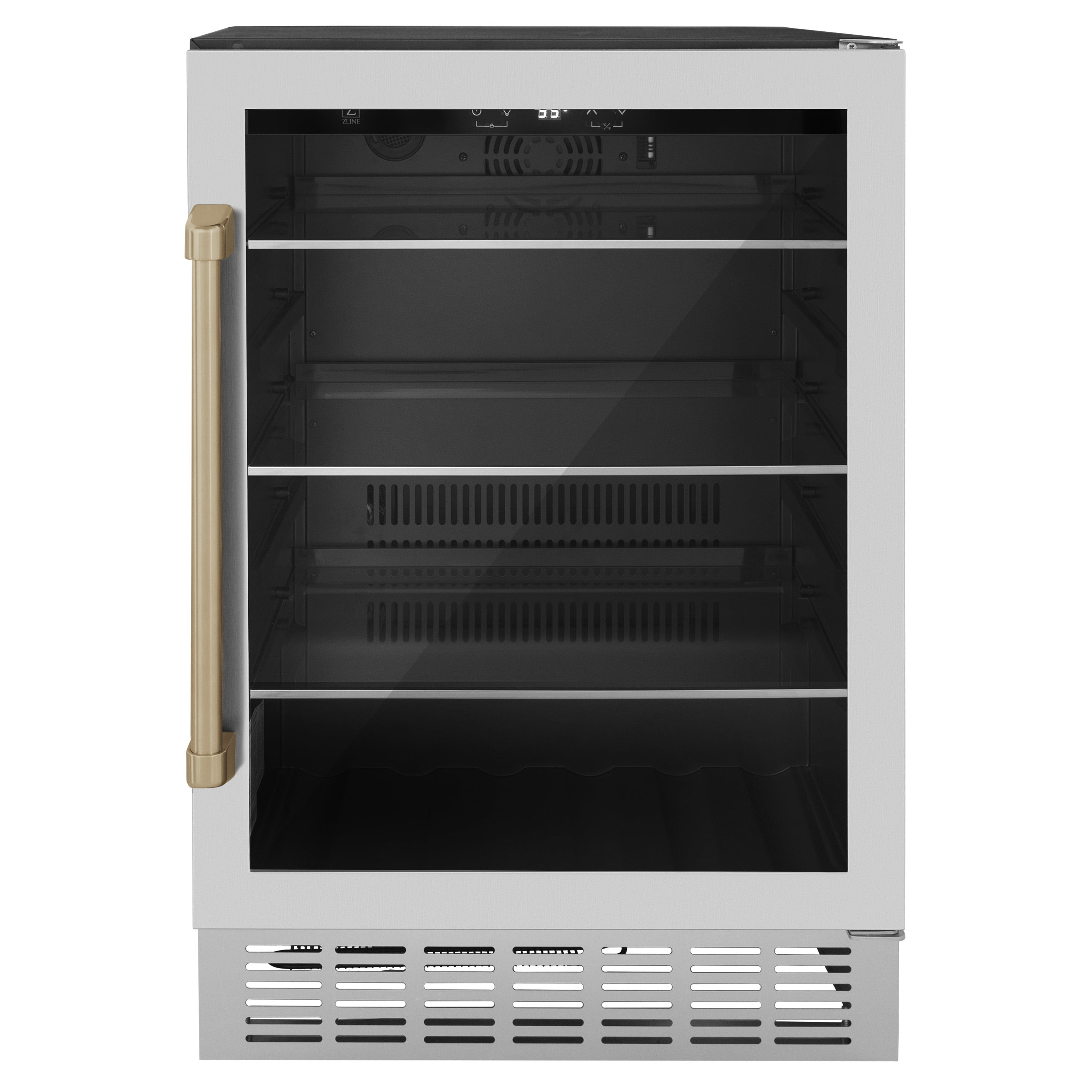 ZLINE 24" Stainless Steel Beverage Fridge with Champagne Bronze Handle