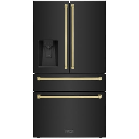 ZLINE 36" Autograph Edition 21.6 cu. ft Freestanding French Door Refrigerator with Water and Ice Dispenser (RFMZ-W-36-BS-CB)