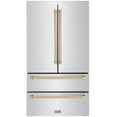 thumbnail image 1 of ZLINE 36" Autograph Edition 22.5 cu. ft Freestanding French Door Refrigerator with Ice Maker in Fingerprint Resistant Stainless Steel with Champagne Bronze Accents, 1 of 7