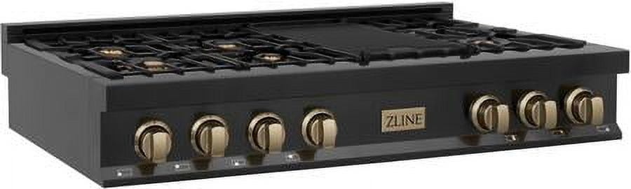 ZLINE 48" Black Stainless Steel Gas Cooktop with 7 Burners