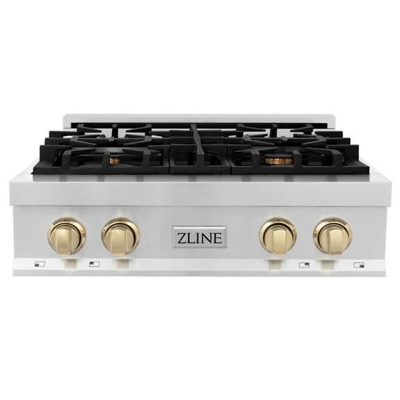 ZLINE 30 in. Autograph Edition Rangetop in Stainless Steel with Champagne Bronze Accents (RTZ-30-CB)