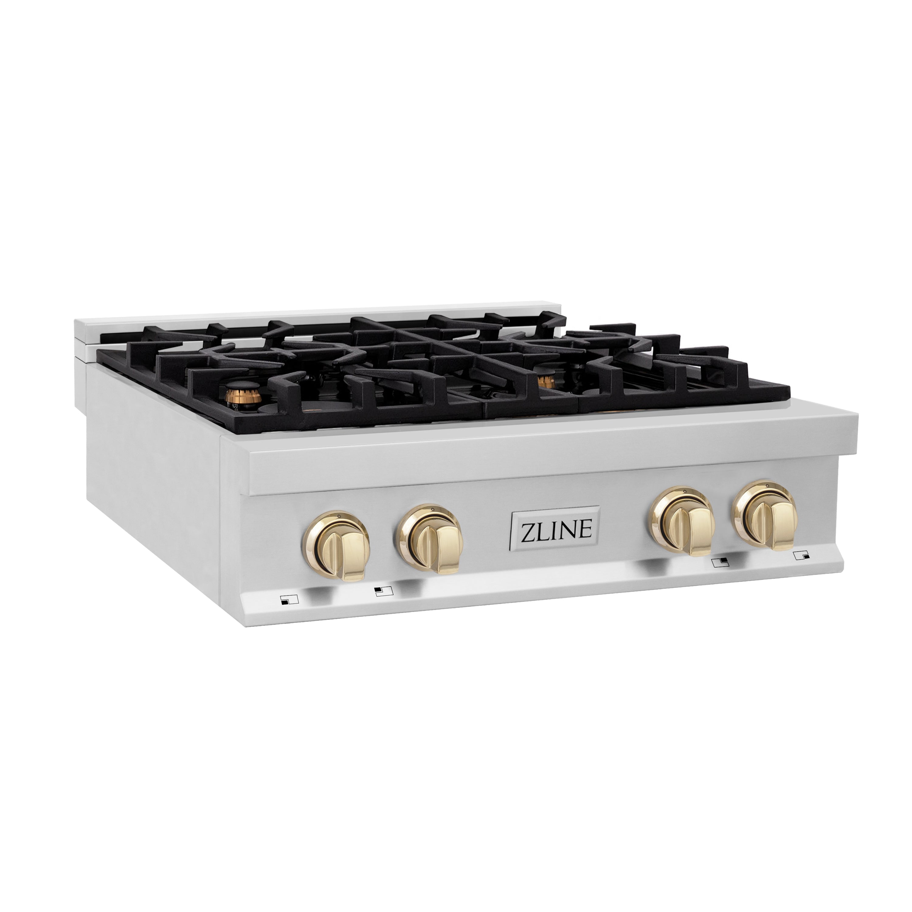 ZLINE 30" Stainless Steel 4-Burner Gas Rangetop with Matte Black Accents