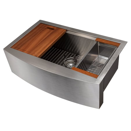 ZLINE Moritz Farmhouse 33 Inch Undermount Single Bowl Sink in Stainless Steel with Accessories (SLSAP-33)