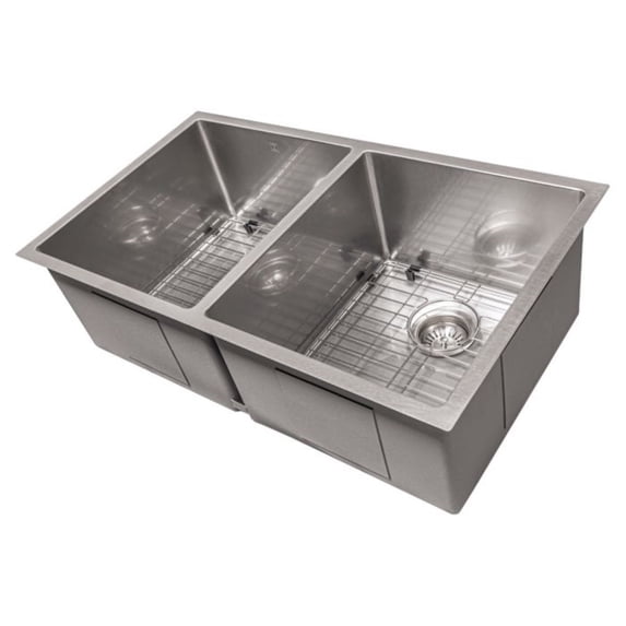 ZLINE Anton 33 Inch Undermount Double Bowl Sink in DuraSnow Stainless Steel (SR50D-33S)