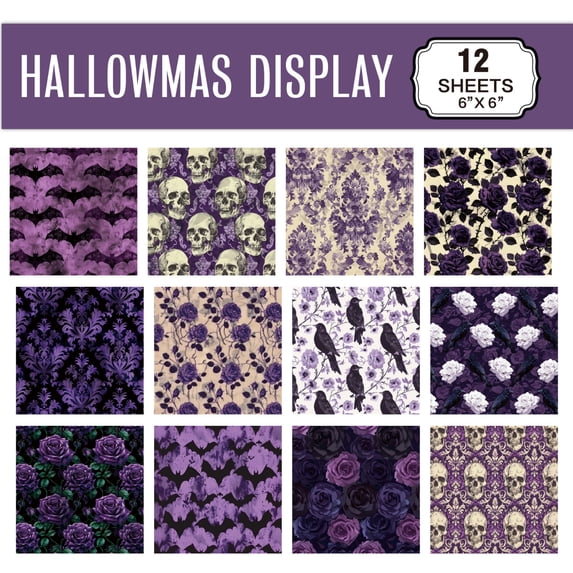 ZLKMQM 12 Pcs Halloween Pattern Decorative Paper, Pumpkin Castle Bat Cobweb Scrapbook Paper Pad for Card Making Supplies, Cardstock DIY Crafts for Photo Album Scrapbook Decor Halloween Party Supplies