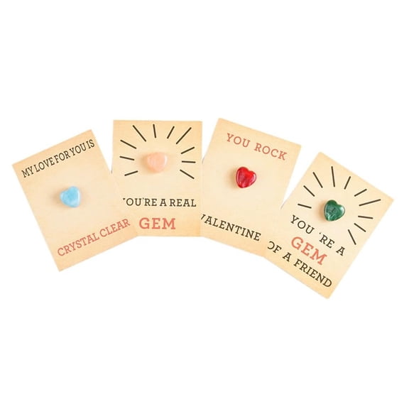 ZLKMQM 24 Pack Valentines Day Cards for Kid Gift with 8 Style Heart-Shape Crystals School Classroom Valentine's Day Gift Exchange Party Favors Bulk for Teens
