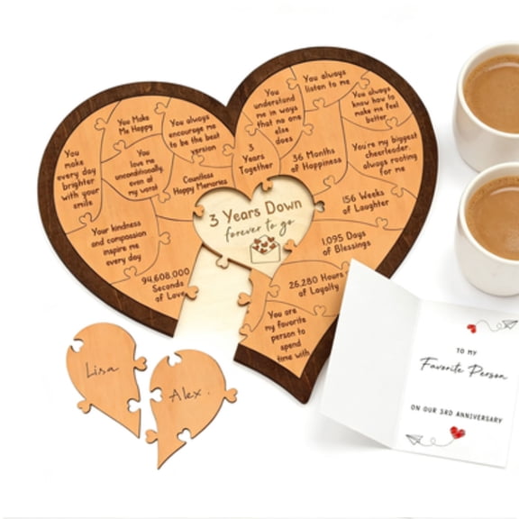 ZLKMQM 3 Year Anniversary Traditional Wooden Gifts - Classic 3rd Wedding Anniversary Keepsake for Him Her, Third Marriage Anniversary Gift for Husband Wife Men Women Couple