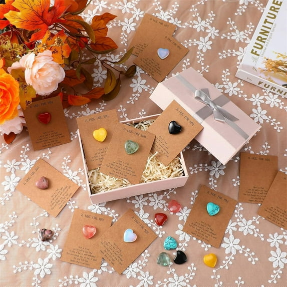 ZLKMQM 40 Pack Heart-Shaped Crystal Valentines Cards for School, Candy-Free Treasures Gift Exchange for Boys Girls Teens Classroom Party Supplies