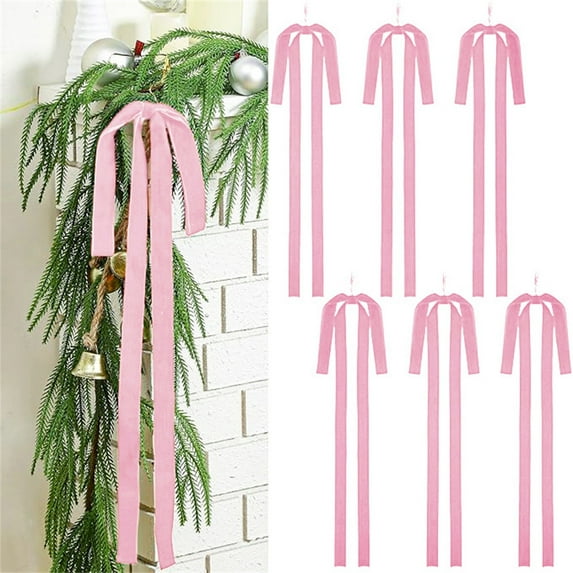 ZLKMQM 6 Pcs Velvet Christmas Swag Bow 23.62x15.75 Inch Rustic Large Velvet Christmas Staircase Wreath Bows Vintage Tree Topper Bows Large Bow