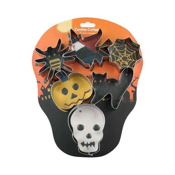 ZLKMQM 6PCS Halloween Cookie Cutters, Stainless Steel Metal Molds Pumpkin, Bat, Ghost, Wich's Hat Cookie Cutters