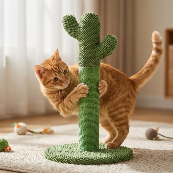 ZLKMQM Cactus Cat Scratching Post,Indoor Cactus, Medium, 25.5"H, Green