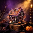 thumbnail image 1 of ZLKMQM Halloween 3D Witch House Diamond Painting Kit - DIY Candy Cottage w/ Witch Girl, Lollipops & Pumpkin, Wooden Rhinestone Tabletop Decor, 1 of 7