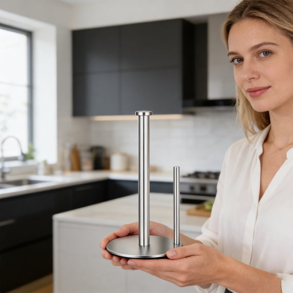 ZLKMQM Paper Towel Holder Countertop, Kitchen Paper Towels Holder, Paper Roll Holder with Weighted Base