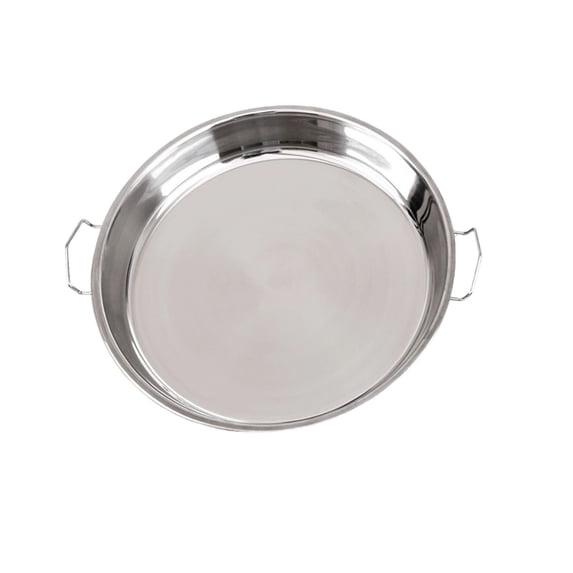 ZLKMQM Round Stainless Steel Serving Tray with Side Handles, 12.6 ...